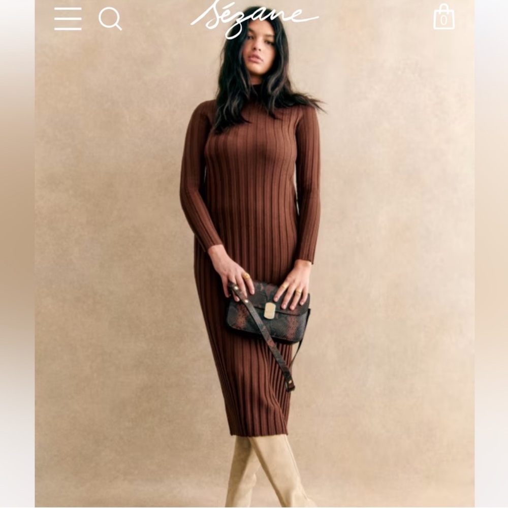 Sezane Katrina Dress Caramel NWOT XS